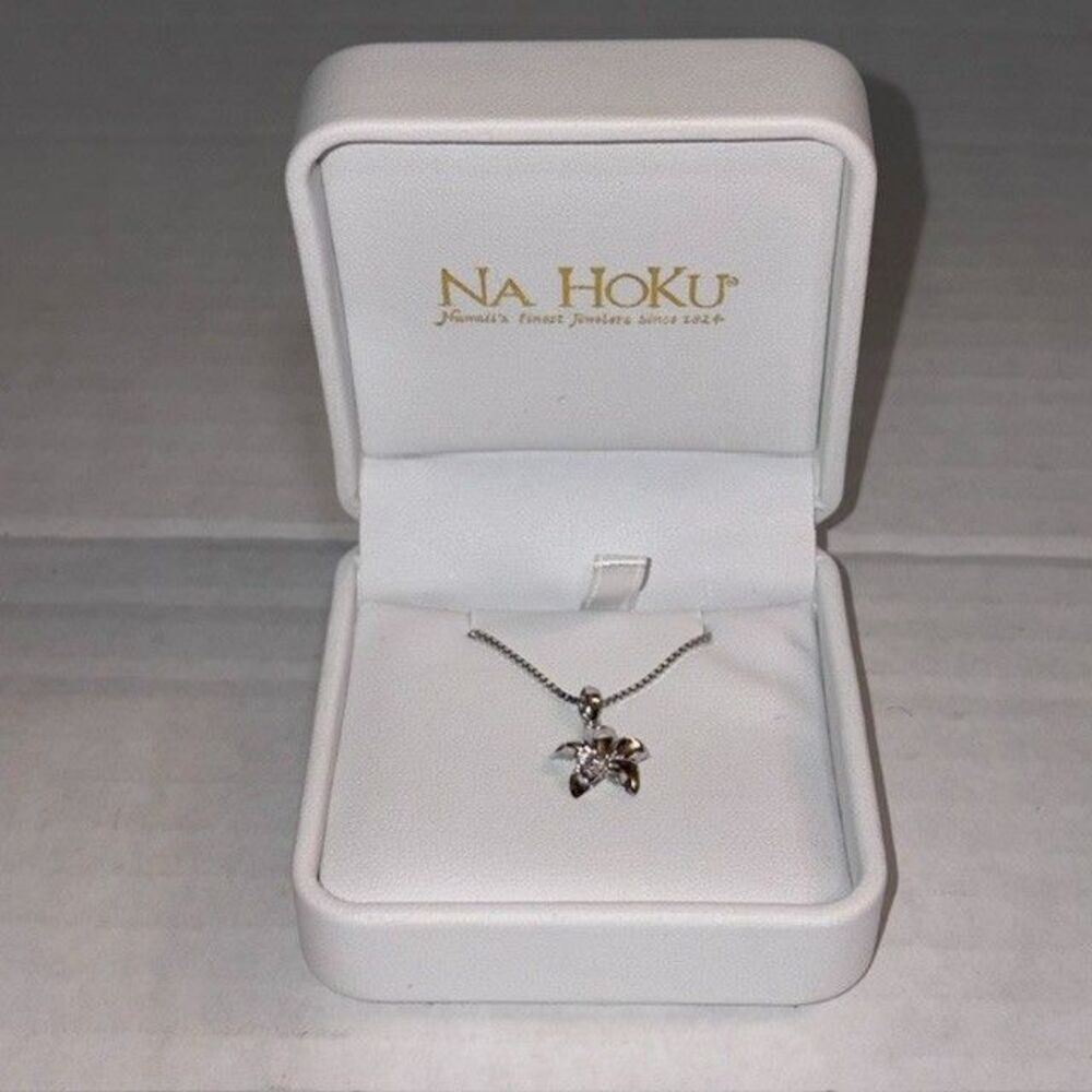 Na Hoku Sterling Silver Plumeria Necklace, Fine Hawaiian Jewelry